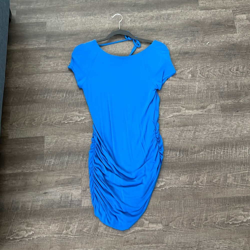 Guess by Marciano Electric Blue Backless Ruched Bodycon Dress
